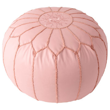 nuLOOM Faux Leather Jane Moroccan Ottoman, Pink