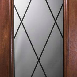 Slab Single Door 96 Wood Mahogany Sandringham Round Top Radius Lite - Front Doors
