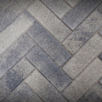 Dark Interlocking Pavers Herringbone