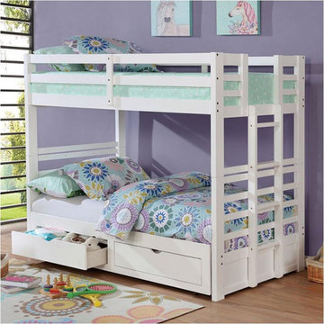 Foa-bk973wh Furniture Of America Abigail Twin/twin Bunk Bed With Extendable Bott