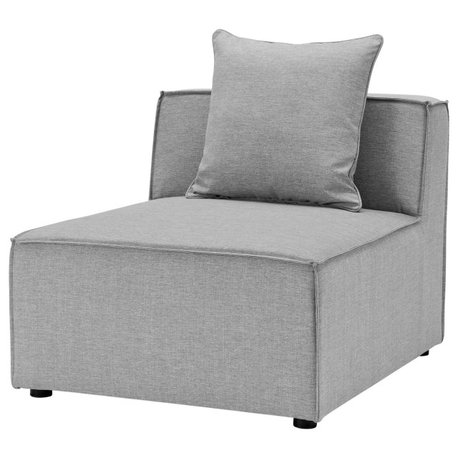 Sofa Middle Chair, Fabric, Gray, Outdoor Patio Balcony Cafe Bistro Garden