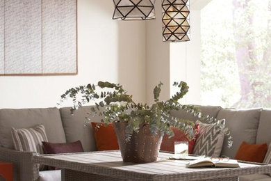 Example of a minimalist dining room design in Chicago
