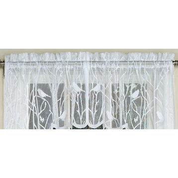 Songbird White Lace Kitchen Curtain, 56"x12" Valance