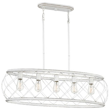 Quoizel RDY538AWH Five Light Island Chandelier Dury Antique White