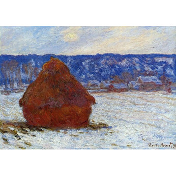 Claude Oscar Monet Grainstack in Overcast Weather Snow Effect Wall Decal