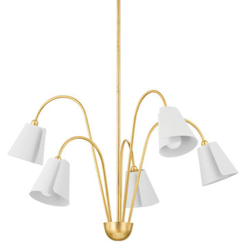 Mitzi Lila Chandelier Gold Leaf/Textured On White Combo