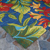 Couristan Covington Tropical Orchid Area Rug, Azure-Forest Green-Red, 5'6"x8'