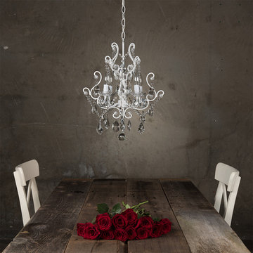 Theresa White Crystal Plug In Chandelier by Amalfi Decor