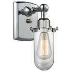 Innovations Lighting - Kingsbury 1-Light LED Sconce, Polished Chrome, Glass: Clear - The Austere makes quite an impact. Its industrial vintage look transports you back in time while still offering a crisp contemporary feel. This sultry collection has a 180 degree adjustable swivel that allows for more depth of lighting when needed.
