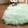 Plush and Soft Faux Sheepskin Fur Shag Area Rug, Mint Green, 2' X 3'