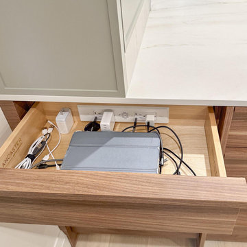 Transitional Kitchen Design with Hidden In-Drawer Charging