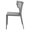 Wayne Dining Chair, Armless Side Chair, Leather Guest Chair, Leather, Gray