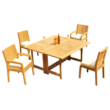 5-Piece Outdoor Teak Dining Set: 60" Square Butterfly Table, 4 Maldives Chairs