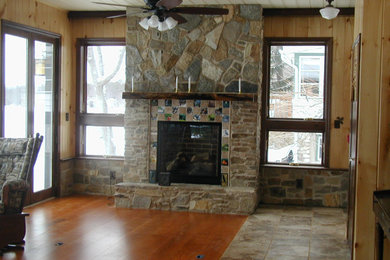 Inspiration for a rustic living room remodel in New York