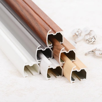 QYRF04 Wood Grain Single Double Curtain Tracks Ceiling/Wall Mount