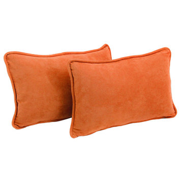20"X12" Double-Corded Microsuede Back Support Pillows Set of 2, Tangerine Dream