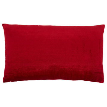 Beaded Pillow Cover With Noel Design, 12"x20", Red