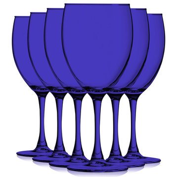 Nuance 10 oz Accent Stem Wine Glasses - Set of 6, Full C-Blue