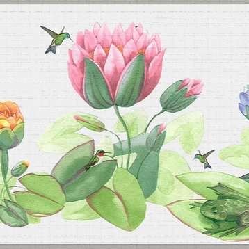 Birds, Flowers Peel and Stick Wallpaper Border 15'x7"