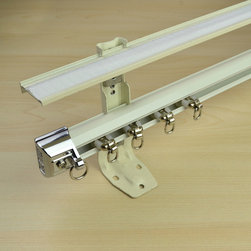 CHR7425 Wall Mount Double Curtain Track Set with Valance Track and Rails - Window Treatment Accessories