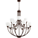 Quorum - Quorum 6059-12-86 Enclave - Twelve Light 2-Tier Chandelier - Shade Included: TRUE* Number of Bulbs: 12*Wattage: 60W* BulbType: Medium Base* Bulb Included: No