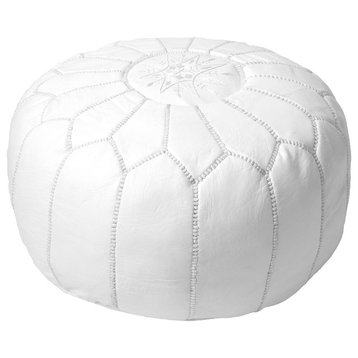 nuLOOM Leather Jerrie Contemporary Ottoman, White