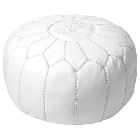 Nuloom Leather Jerrie Contemporary Ottoman, White