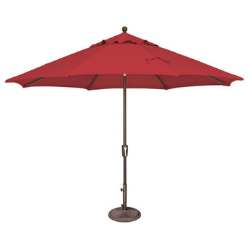 Catalina 11' Push Button Tilt Umbrella, Jockey Red, Sunbrella Fabric