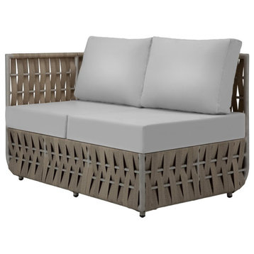 Source Furniture Scorpio Aluminum Frame Left Arm Loveseat in Gray/Gray Cushion