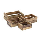 Farmhouse Brown Wood Storage Basket Set 45262