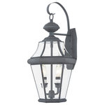 Livex Lighting - Livex Lighting Georgetown Light Outdoor Wall Lantern, Charcoal - Our Georgetown collection will add regal elegance to your home with our line of lighting that embodies a classic design for those who only want the finest in life. Using the highest of quality materials available, the Georgetown collection begins with solid brass so that each fixture not only looks fantastic, but provides a fit and finish that will last for years as well.