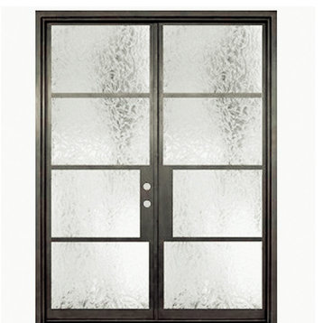72''x96'' Wrought Iron Entry Double Door With Double LOW-E Glass, Right Hand