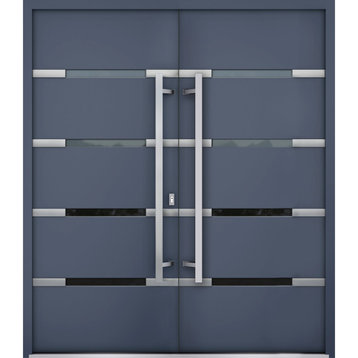 Entry Double Doors/Deux 1105 Gray Mirrored Glass/Right Inswing Door 72x80