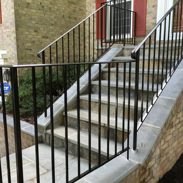 Flagstone Walkway in North Potomac With New Brick Walls & Iron Railings