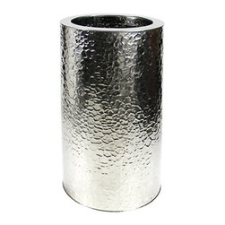 Hammered Stainless Steel Cylinder Planter - Products