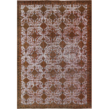7'x10' All Over Design Overdyed Hand Knotted Rug, W2621