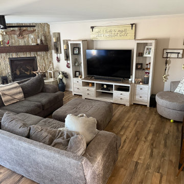 Rustic Living Room LVP Installation in Mokena