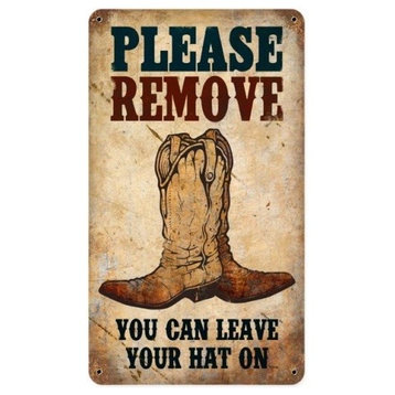 Remove Boots Metal Sign