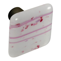 CKP - Art Glass Knob, Pink Confetti, Oil-Rubbed Bronze Base - Cabinet And Drawer Knobs