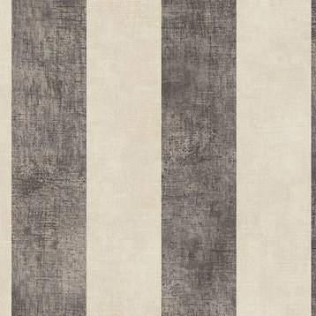 Vertical Stripe Textured Wallpaper, Black and Beige, Bolt