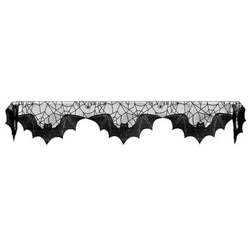 Heritage Lace Bats! 20x80 Mantle Scarf in Black