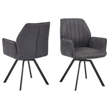 Chidimma Polyester Swivel Arm Chair, Set of 2, Gray