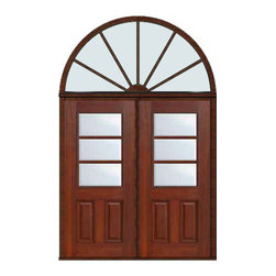 Prehung Transom Double Door 80 Fiberglass 1/2 Lite 3 Lite SDL Glass - Front Doors