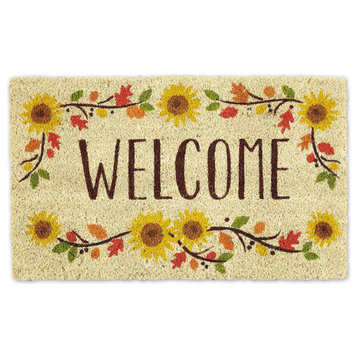 DII 30x18" Modern Fabric Welcome Sunflowers Doormat in Multi-Color