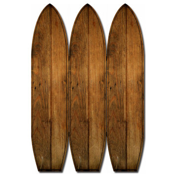 HomeRoots 47" x 1" x 71" Brown Wood Coastal Surfboard Screen