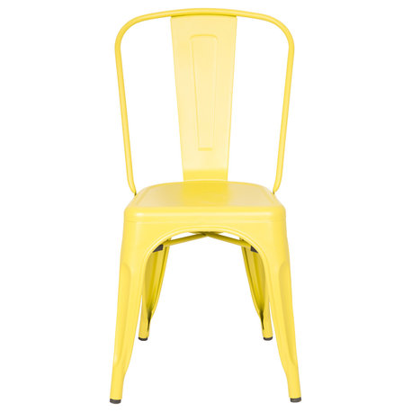 Highland Commercial Grade Metal Dining Chair, Frosted Lemon (Set of 4)