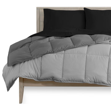 Reversible Bed-in-a-Bag, Light Gray/Gray Black, Cal King