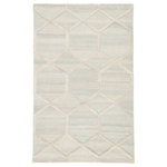 Jaipur Living - Jaipur Living Cleveland Handmade Geometric Cream/Gray Area Rug, 5'x8' - Large-scaled geometric patterning defines the contemporary style of this hand-tufted area rug. Undyed wool lends a dimensional and organic look to this textured and durable accent, while a neutral cream and gray colorway creates a hint of contrast along the recurring hexagonal lattice design.