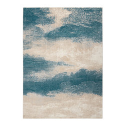 Nourison - Nourison Maxell 5'3" x 7'3" Ivory/Teal Modern Indoor Area Rug - Area Rugs
