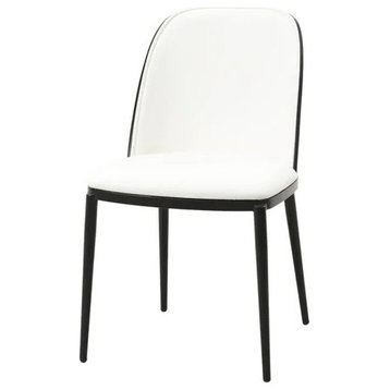 Dining Chair, Steel Frame With Padded Seat & Curved Back, Black/White